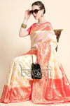 South Indian Style Off-white and Red Silk Saree
