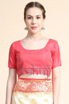 South Indian Style Off-white and Red Silk Saree