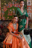 Orange Organza Silk Saree With Handloom Weaving Work