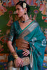 Blue Organza Silk Saree With Handloom Weaving Work