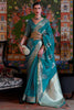 Blue Organza Silk Saree With Handloom Weaving Work
