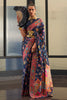 Blue Kashmiri Handloom Weaving Saree With Blouse
