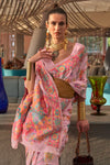 Pink Kashmiri Modal Handloom Silk Weaving Saree