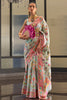 Water Blue Kashmiri Modal Handloom Silk Saree With Blouse