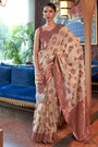 Cream Organza Shimmer Silk Saree