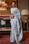 Gray Kashmiri Silk Saree With Handloom Weaving