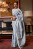 Gray Kashmiri Silk Saree With Handloom Weaving