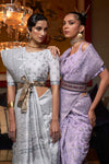 Purple Kashmiri Silk Saree With Handloom Weaving