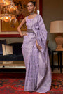 Lavender Kashmiri Silk Saree With Handloom Weaving