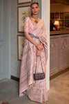 Light Pink Kashmiri Silk Saree With Handloom Weaving