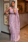 Light Purple Kashmiri Silk Saree With Handloom Weaving
