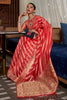 Red Organza Silk Saree With Meenakari Weaving Work