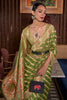 Light Green Organza Silk Saree With Meenakari Weaving Work