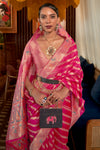 Pink Organza Silk Saree With Meenakari Weaving Work