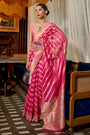 Pink Organza Silk Saree With Meenakari Weaving Work