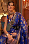 Blue Handloom Silk Saree With Zari weaving