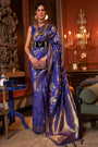 Blue Handloom Silk Saree With Zari weaving