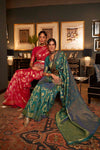 Castleton Green Handloom Silk Saree With Zari Weaving