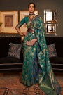 Castleton Green Handloom Silk Saree With Zari Weaving