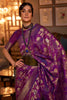 Purple Handloom Silk Saree With Zari Weaving