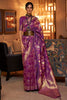 Purple Handloom Silk Saree With Zari Weaving
