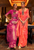 Pink Handloom Silk Saree With Zari Weaving