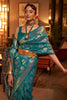 Teal Blue Handloom Silk Saree With Zari weaving