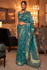 Teal Blue Handloom Silk Saree With Zari weaving
