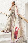 Pearlescent White Silk saree With Digital Printed Work