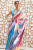 Vivid Blue Kalamkari Digital Printed Saree