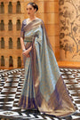 Cornflower Blue Kalaapi Silk Saree With Beautiful Blouse