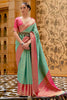 Mint Green And Pink Kalaapi Silk Saree With Beautiful Blouse