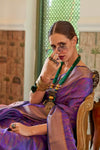 Violet Organza Silk Saree With Beautiful Pallu