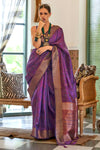 Violet Organza Silk Saree With Beautiful Pallu