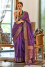 Violet Organza Silk Saree With Beautiful Pallu