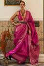 Pink Organza Silk Saree With Weaving Work