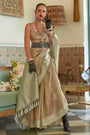 Mint Green Satin Tissue Nylon Handloom Weaving Saree