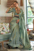 Pistachio Green Satin Tissue Nylon Handloom Weaving Saree