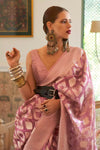 Purple Woven With Pure Tissue Silk Banarasi Saree