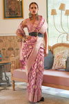 Purple Woven With Pure Tissue Silk Banarasi Saree