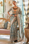 Teal Blue Woven With Pure Tissue Silk Banarasi Saree
