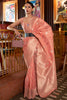 Peach Tessar Silk Saree With Handloom Weaving