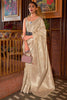 Cream Tessar Silk Saree With Handloom Weaving