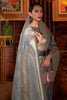 Gray Tessar Silk Saree With Handloom Weaving