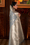 Gray Tessar Silk Saree With Handloom Weaving