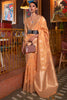 Orange Tessar Silk Saree With Handloom Weaving