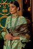 Green & Brown Silk Saree With Handloom Weaving Work