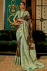 Green & Brown Silk Saree With Handloom Weaving Work