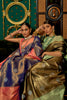 Thulian Pink & Blue Silk Saree With Handloom Weaving Work