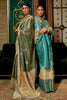 Sky Blue & Beige Silk Saree With Handloom Weaving Work